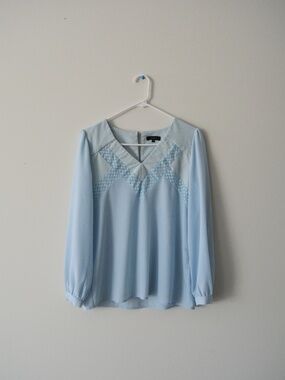 Sky Blue Chiffon V-Neck Blouse